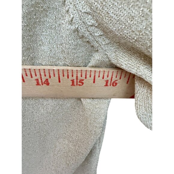 Laura Ashley Metallic Blend Cropped T-Shirt Top Shimmer Knit Women Cream Small - Picture 5 of 5